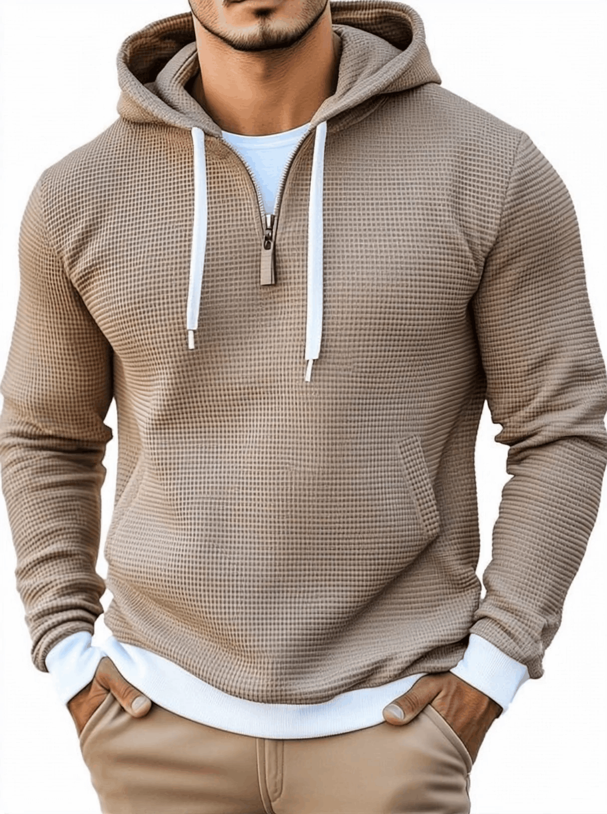 Stylish Waffle Long Sleeve Hoodie