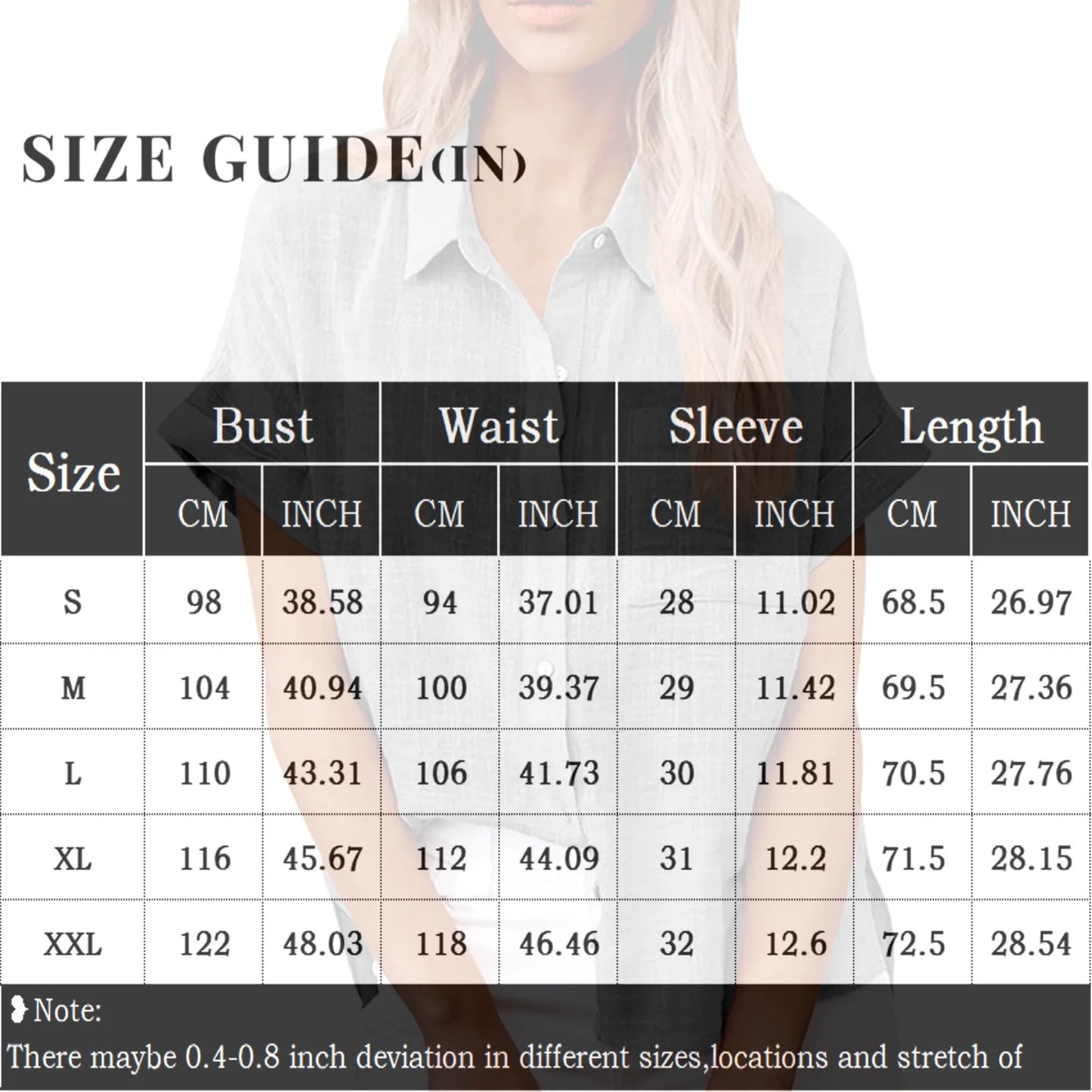 Women’s Casual Cotton Linen Short Sleeve Button-Down Shirt