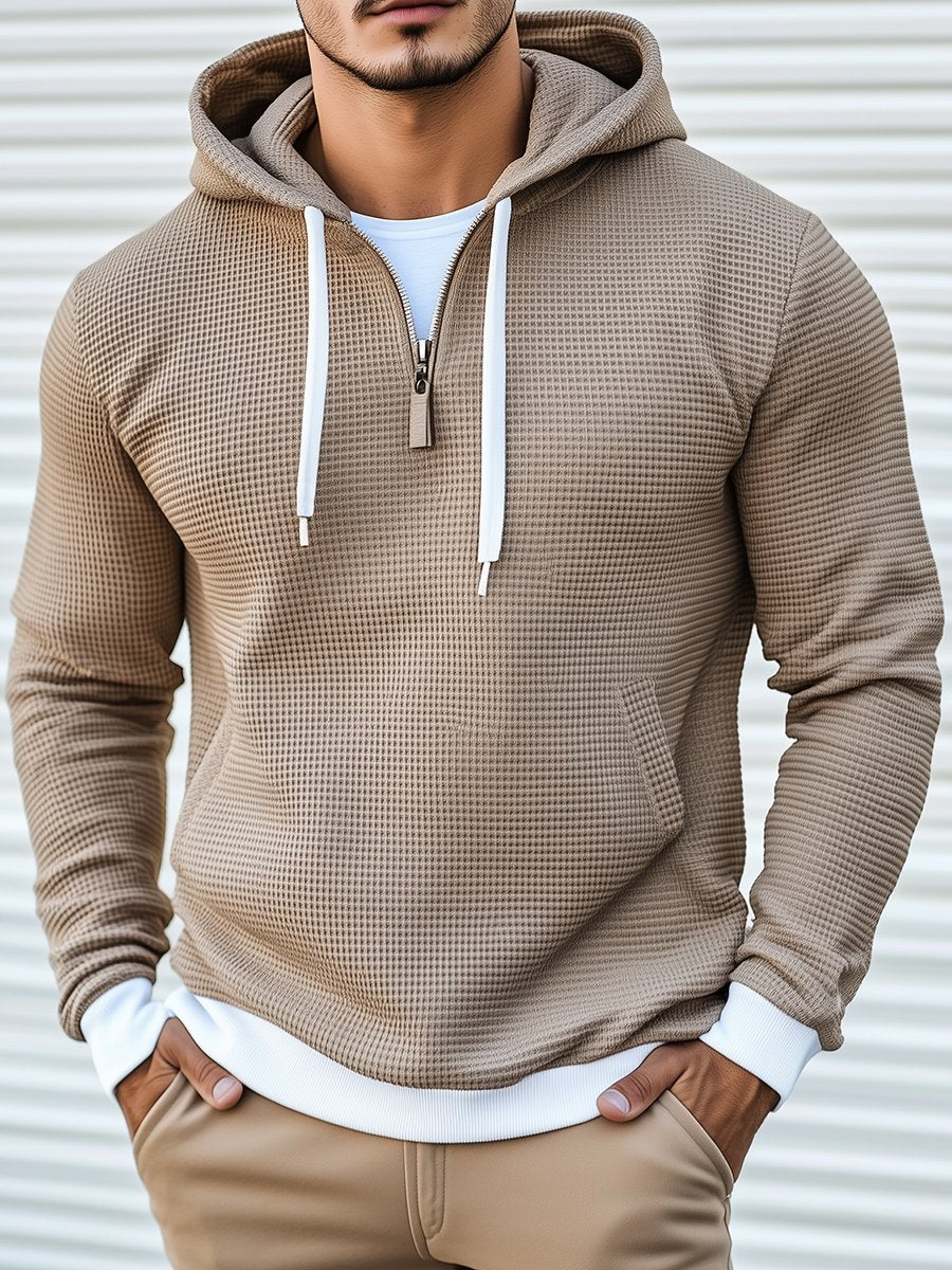 Stylish Waffle Long Sleeve Hoodie