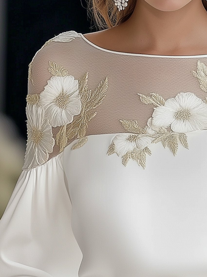 STYLISH SHIRT WITH MESH EMBROIDERY