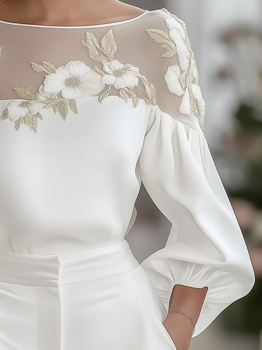 STYLISH SHIRT WITH MESH EMBROIDERY