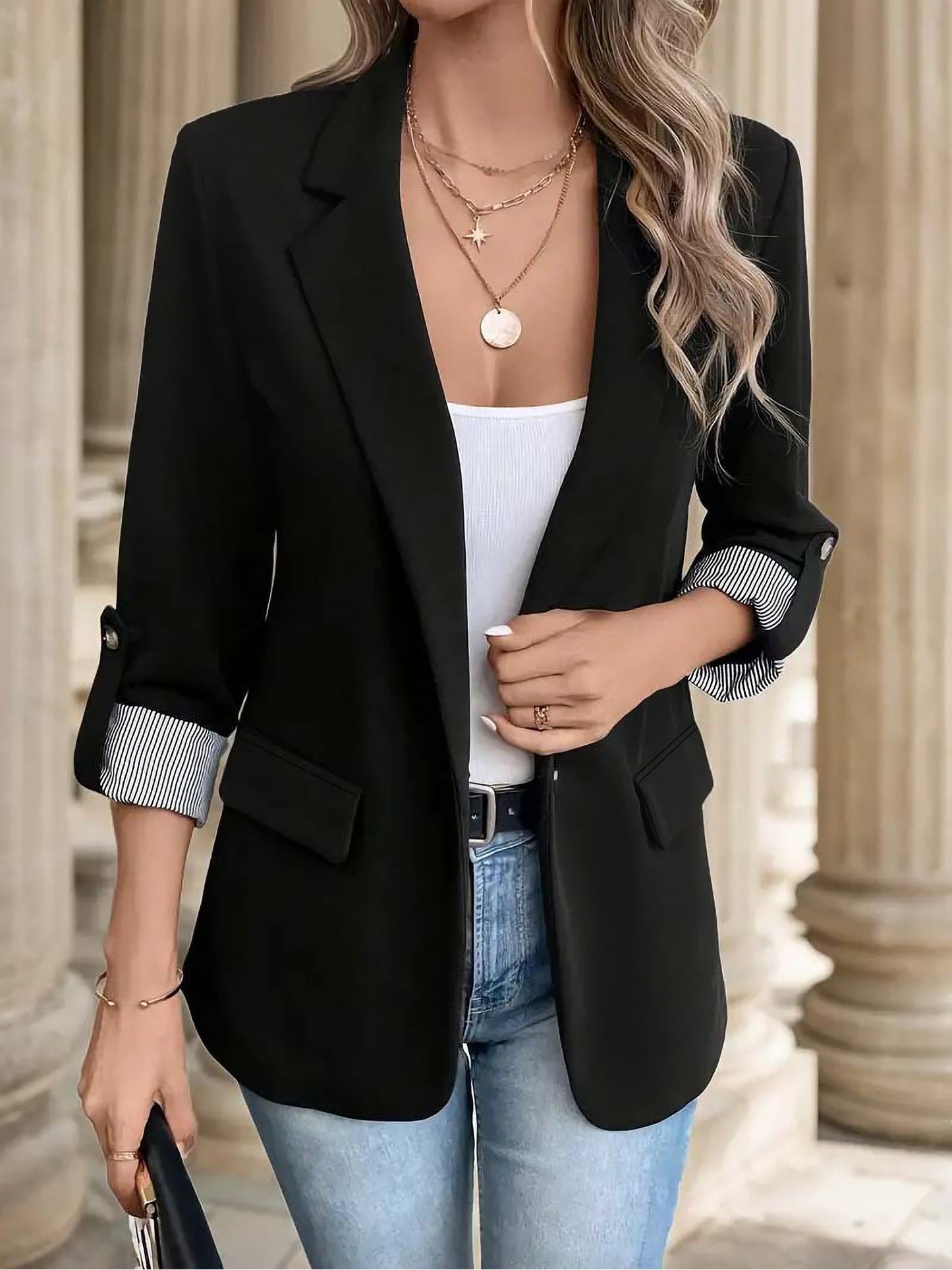 Ariana Rolled Sleeves Lightweight Office Casual Jacket Blazer