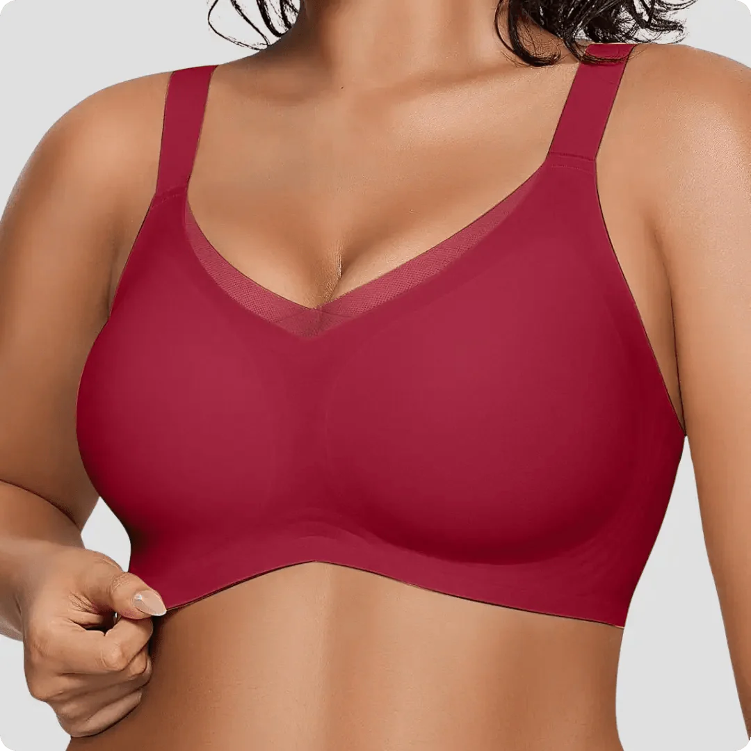 Wireless V-Neck Crossover Mesh Support Bra
