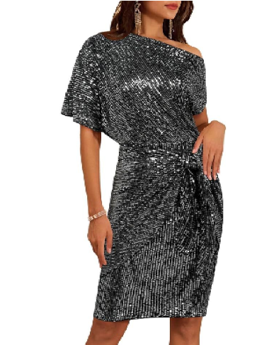 💃Season Special 🎉Sparkly One-Shoulder Ruched Dress