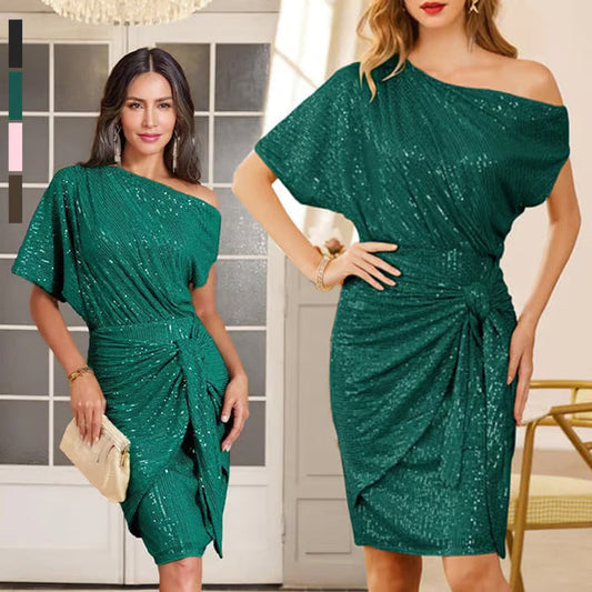💃Season Special 🎉Sparkly One-Shoulder Ruched Dress