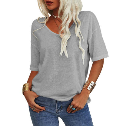 Summer V-Neck Drape Tees