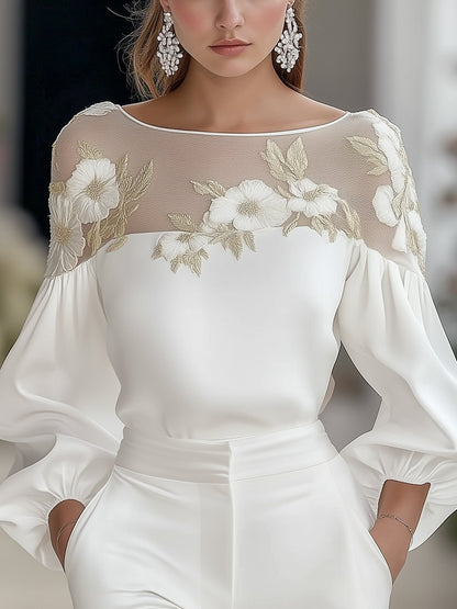STYLISH SHIRT WITH MESH EMBROIDERY