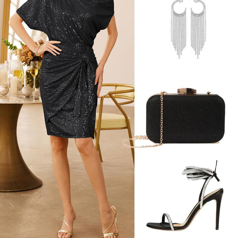 💃Season Special 🎉Sparkly One-Shoulder Ruched Dress