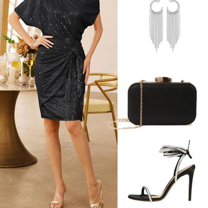 💃Season Special 🎉Sparkly One-Shoulder Ruched Dress