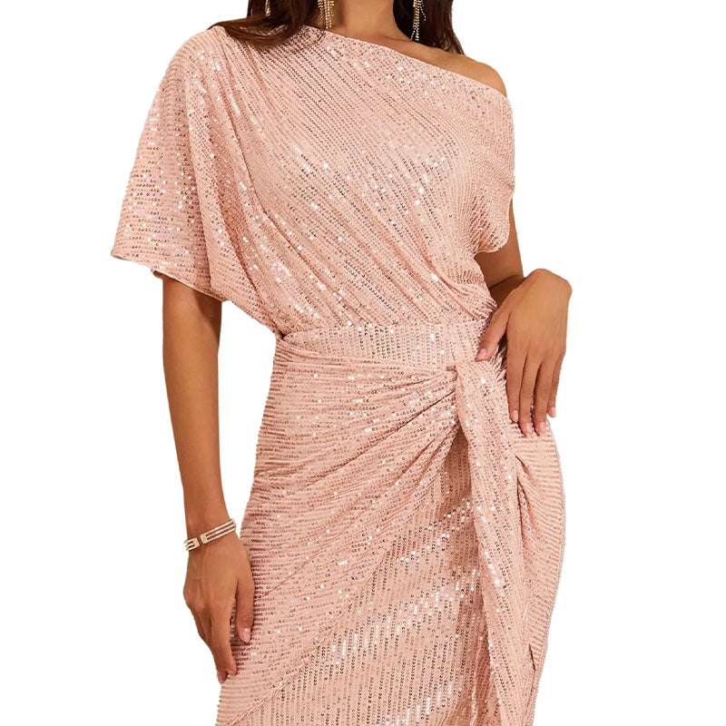 💃Season Special 🎉Sparkly One-Shoulder Ruched Dress