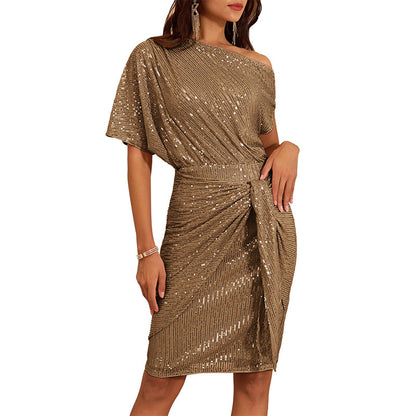 💃Season Special 🎉Sparkly One-Shoulder Ruched Dress